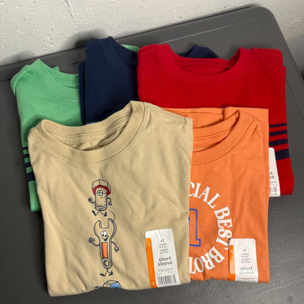 5 Wonder Nation Toddler Boys Graphic Tshirts Size 4T NWT